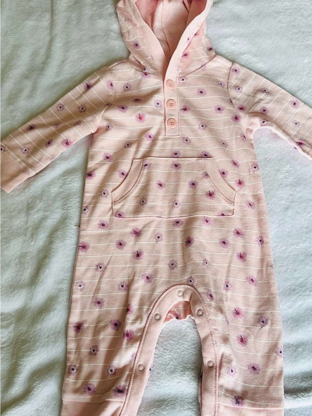 Old Navy Light Pink Floral Stripe Hoodie